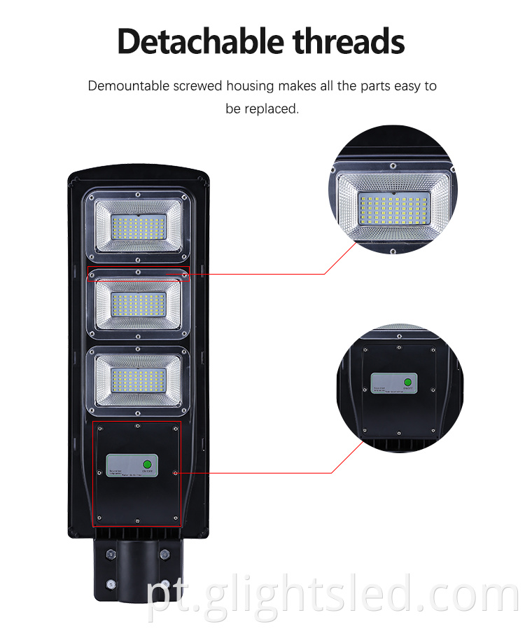 China Preço de fábrica IP65 exterior à prova d'água smd ABS tudo em um integrado 20w 40w 60w luz solar de rua LED